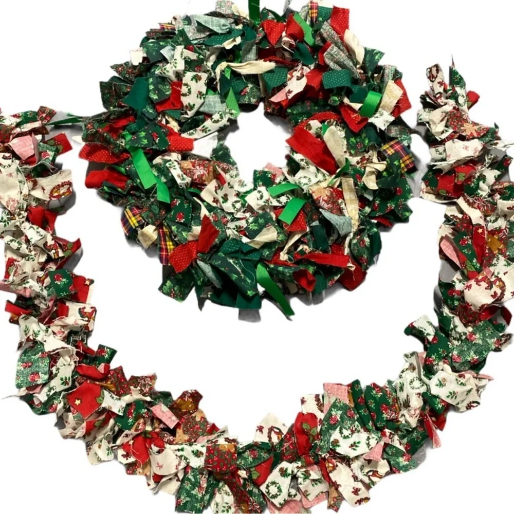 Artisan Handmade Fabric Wreath And Garland